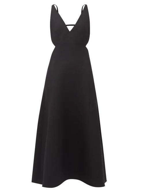 Cutout-back Wool-blend Crepe Midi Dress - Womens - Black