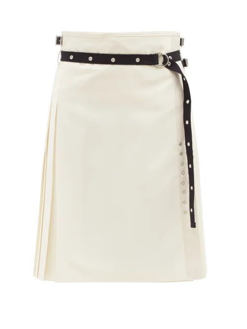 Gertrude Belted Cotton-twill Skirt - Womens - Cream Multi