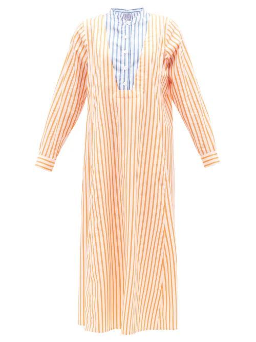 Victoria Striped Cotton-twill Dress - Womens - Orange