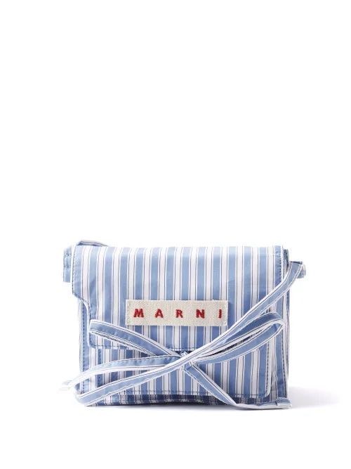 Trunk Mini Striped-cotton Shoulder Bag - Womens - Blue Stripe