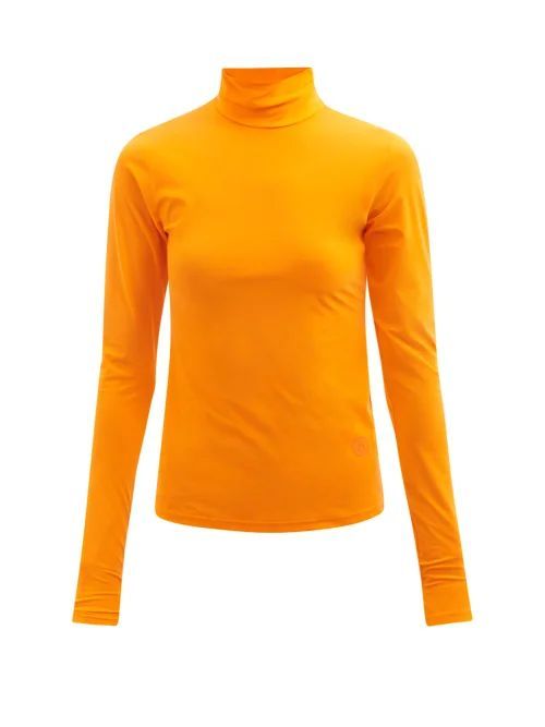Roll-neck Jersey Top - Womens - Orange