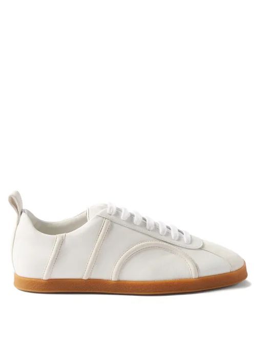 Monogram Leather And Suede Trainers - Womens - White