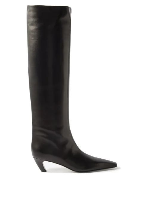 Davis Cuban-heel Leather Boots - Womens - Black