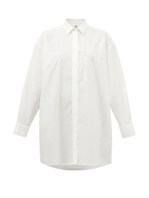 Longline Logo-embroidered Cotton-poplin Shirt - Womens - White