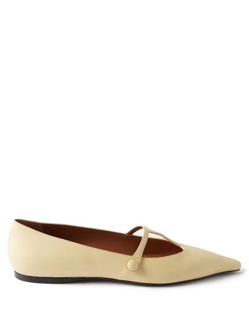 Segin Pointed-toe Leather Flats - Womens - Cream