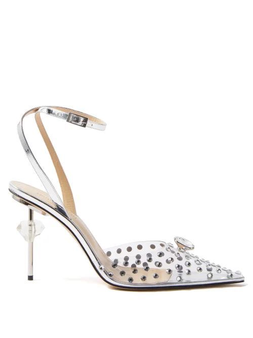 Double Diamond Crystal-embellished Pvc Pumps - Womens - Silver
