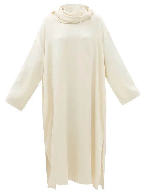 Santia Cowl-neck Silk-twill Dress - Womens - Ivory