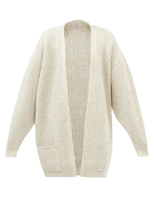 Patch-pocket Ribbed Wool-blend Cardigan - Womens - Beige