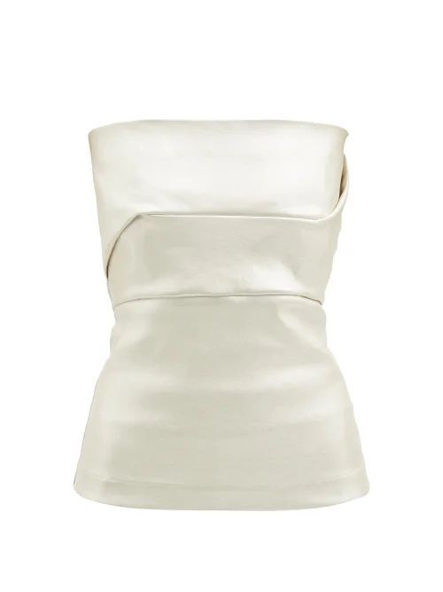 Zipped Panelled-leather Bustier - Womens - Silver