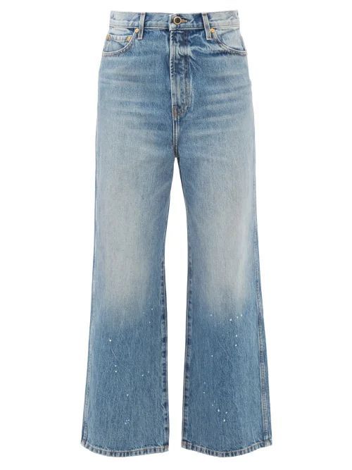 Jordan Splatter-print Flared Jeans - Womens - Blue