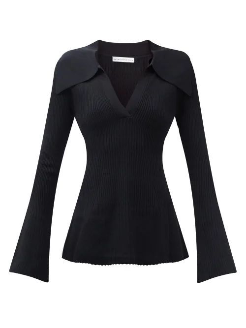 Palmer//harding - Fracture V-neck Ribbed Sweater - Womens - Black
