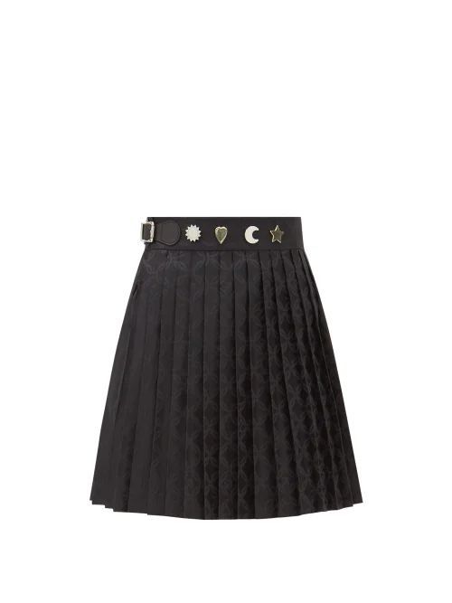 Pleated Gender-jacquard Satin Mini Skirt - Womens - Black