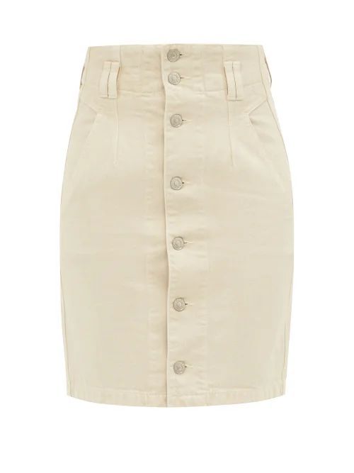 Tloan Buttoned Denim Mini Skirt - Womens - Ivory