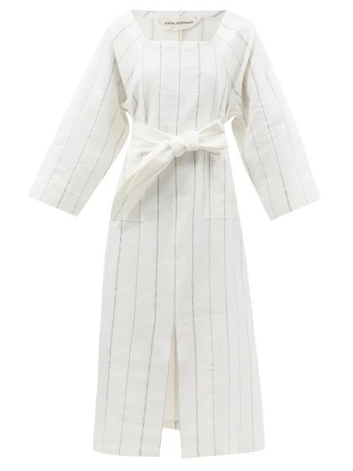 Shay Pinstriped Organic Cotton-blend Dress - Womens - White Blue