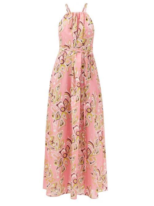 Africana-print Cotton Maxi Dress - Womens - Pink Print