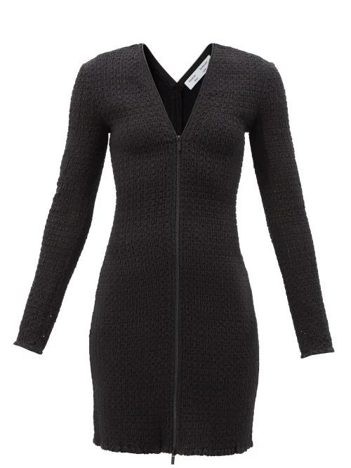 Zipped Cotton Broderie-anglaise Mini Dress - Womens - Black