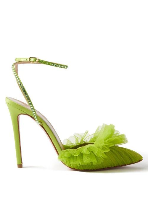 Franca Crystal-embellished Tulle And Satin Pumps - Womens - Green