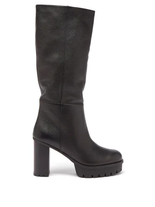 Beau Soleil 60 Leather Knee-high Platform Boots - Womens - Black