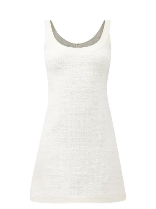 Scoop-neck Cotton-blend Tweed Mini Dress - Womens - White