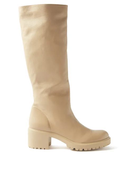 August Leather Knee-high Boots - Womens - Beige