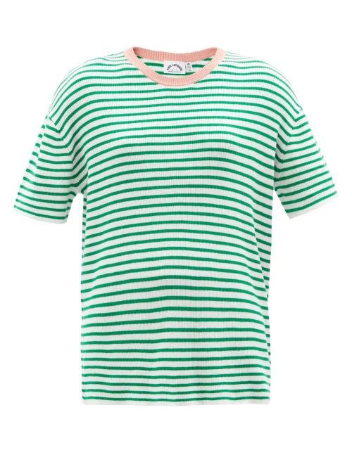 Tropez Lyla Striped Organic-cotton T-shirt - Womens - Green Stripe