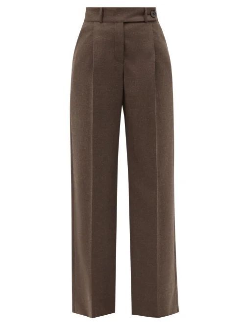 Boy Pleated Wool-mélange Tailored Trousers - Womens - Brown