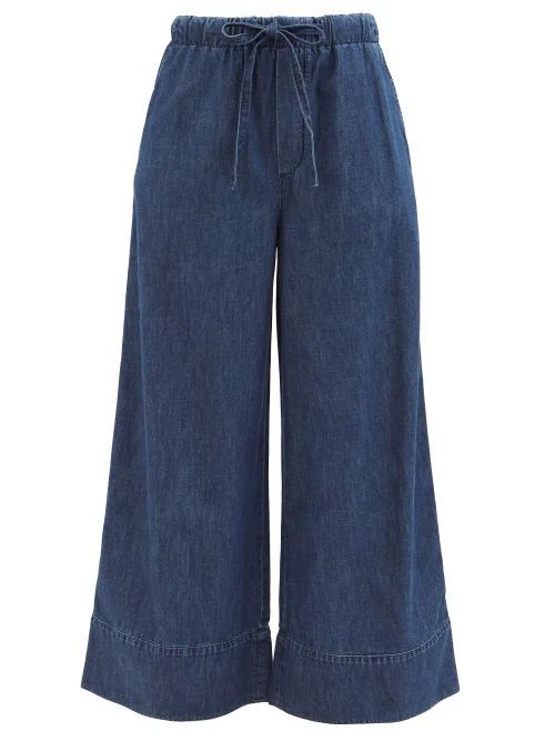 Optical V Wide-leg Jeans - Womens - Denim
