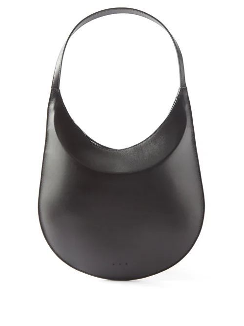 Mini Curved Leather Handbag - Womens - Black