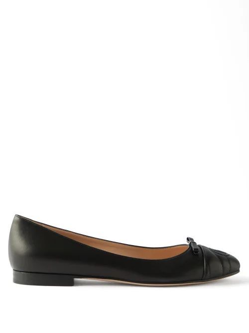 GG Marmont Leather Ballet Flats - Womens - Black