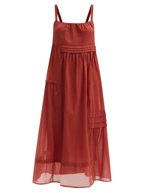 Kotor Pleated Organic-cotton Dress - Womens - Copper
