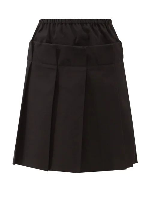 Dropped-waist Pleated Wool-blend Twill Skirt - Womens - Black