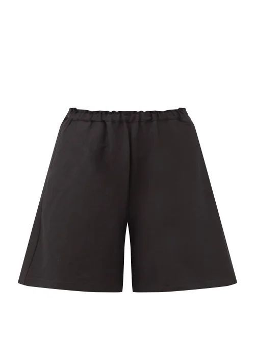 High-rise Linen-blend Shorts - Womens - Black