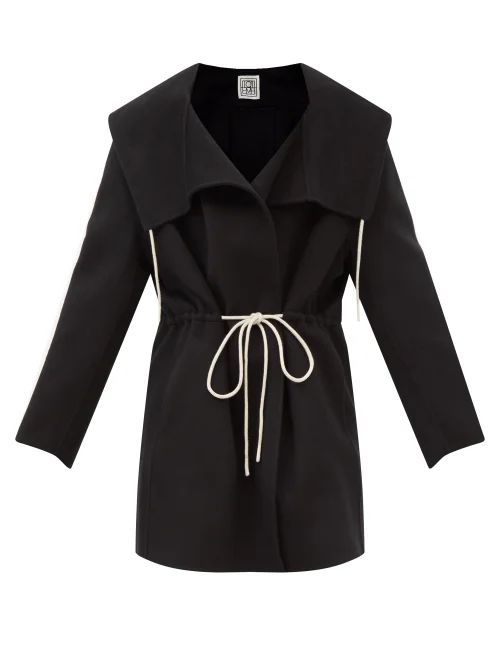 Drawstring-waist Wool Hooded Jacket - Womens - Black