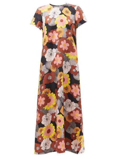 Swing Floral-print Silk-faille Midi Dress - Womens - Floral