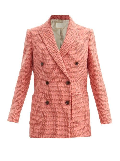 Caroline Double-breasted Wool-tweed Jacket - Womens - Pink