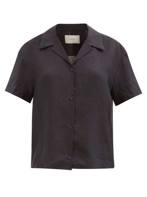 The Prague Linen Short-sleeved Shirt - Womens - Black