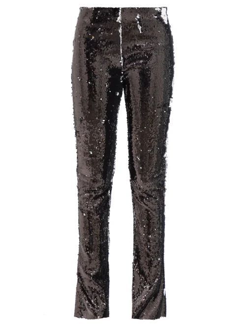 Upcycled Two-way Sequinned Tulle Flared Trousers - Womens - Black Multi