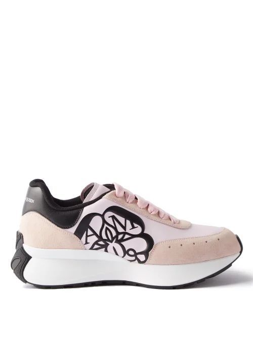 Sprint Runner Logo-embossed Leather Trainers - Womens - Pink
