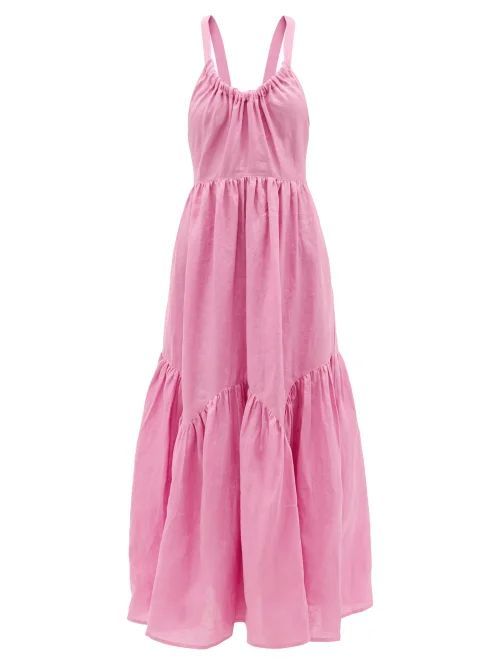 Ali Tiered Linen Maxi Dress - Womens - Pink
