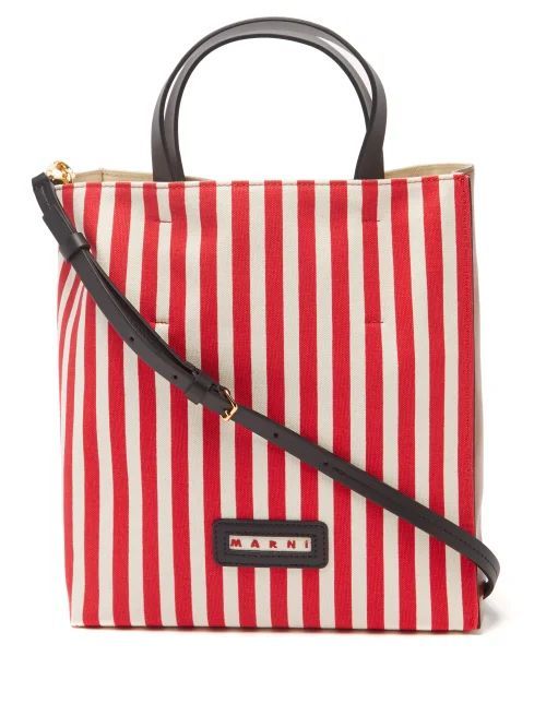 Museo Small Striped-canvas And Leather Tote - Womens - Red Stripe