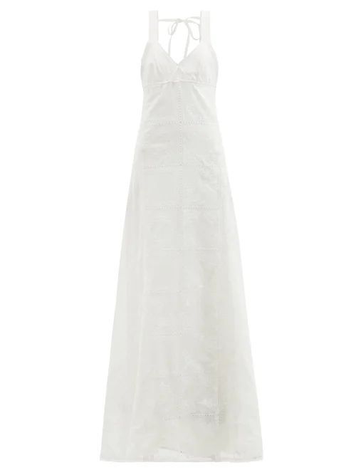 Embroidered Cotton-lawn Maxi Dress - Womens - White