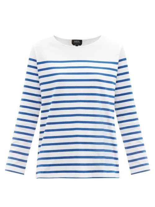 Elisa Striped Cotton-jersey T-shirt - Womens - Blue Stripe