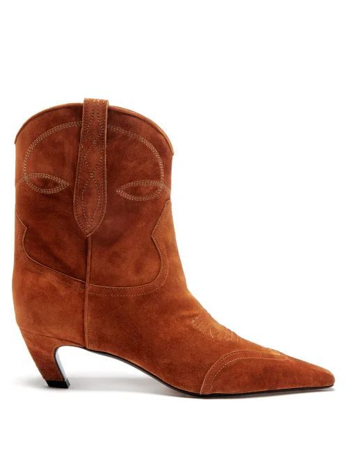 Dallas Pointed-toe Suede Boots - Womens - Brown