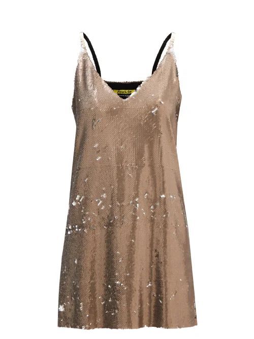 Upcycled Two-way Sequinned Tulle Mini Dress - Womens - Silver