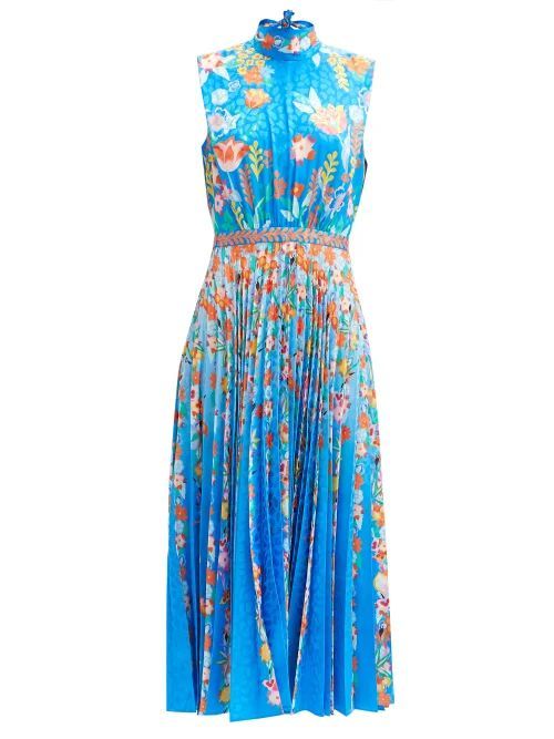 Fleur Floral-print Dress - Womens - Blue Multi