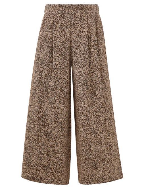 Abstract Grain Print Silk Wide-leg Trousers - Womens - Beige Multi