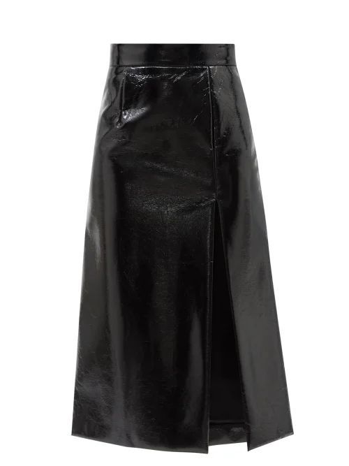 Daria Vinyl-coated Wool-blend Skirt - Womens - Black
