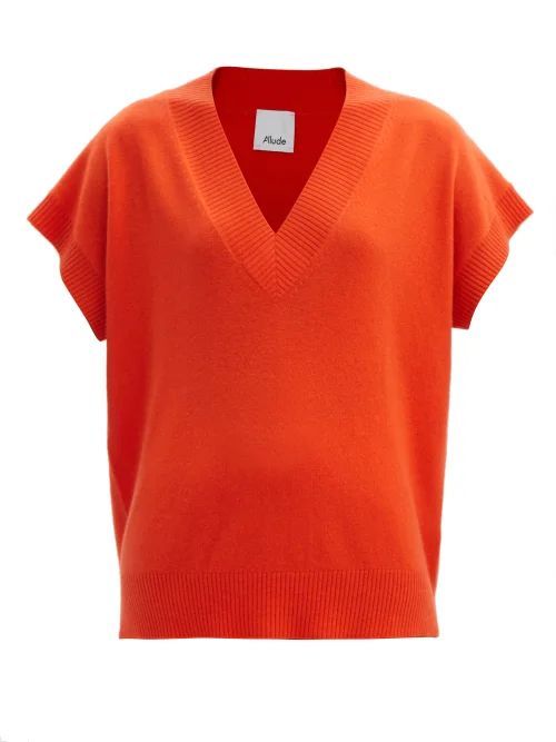 V-neck Cashmere Sweater - Womens - Orange