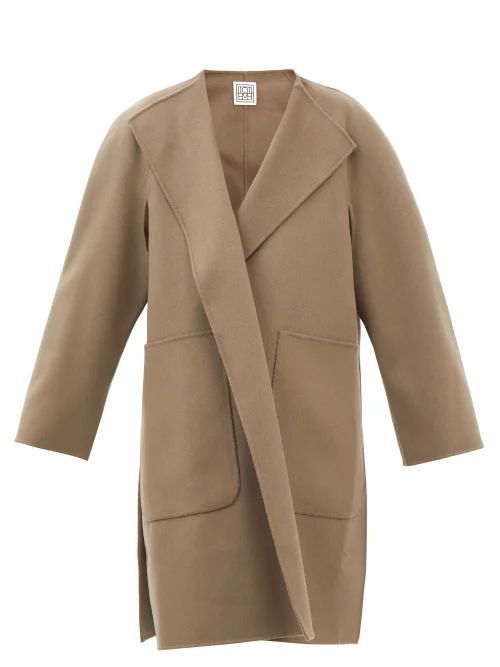 Side-slit Wool Coat - Womens - Light Brown