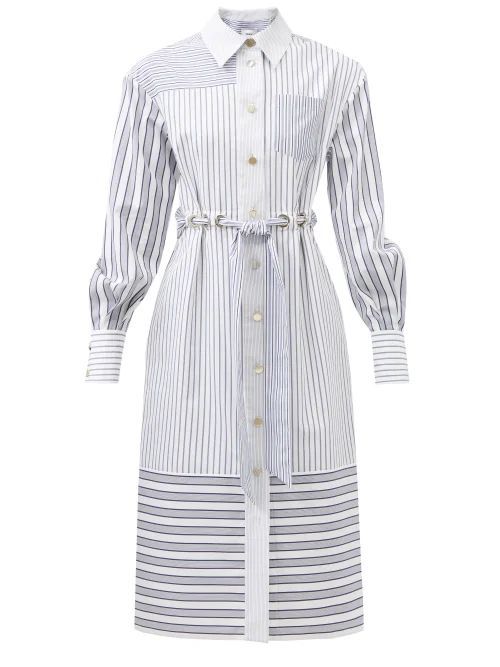 Evelin Striped Cotton-poplin Shirt Dress - Womens - Blue Stripe